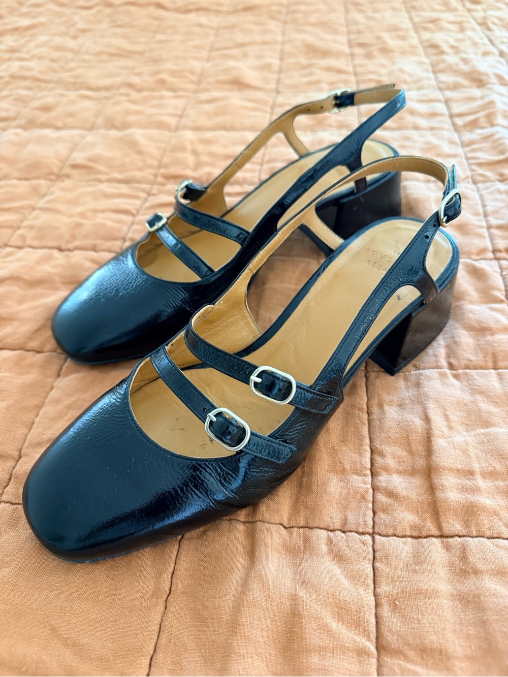 Sézane Paula Babies Black Patent Slingback Mary Jane Heels Size 8 / 39 - Picture 2 of 12